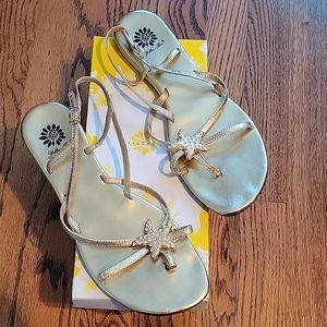 Size 9 Yellowbox brand gold sandals with starfish bling